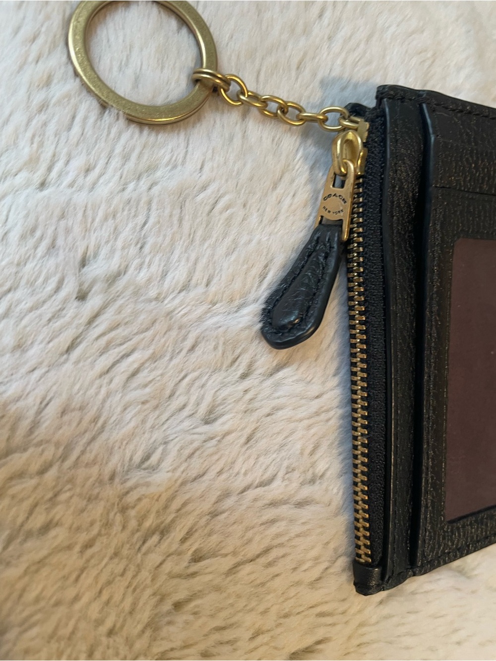 Coach Black Pebbled Leather Penguin ID Card Case Keyring - Picture 3 of 5